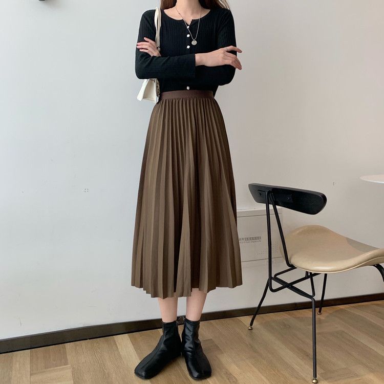 Shopherd - Hoge taille geplooide midi-rok