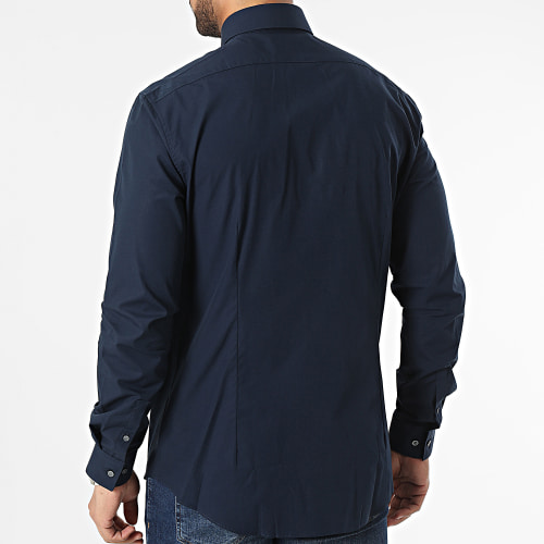 Chemise Manches Longues Poplin Stretch Slim 3025 Bleu Marine