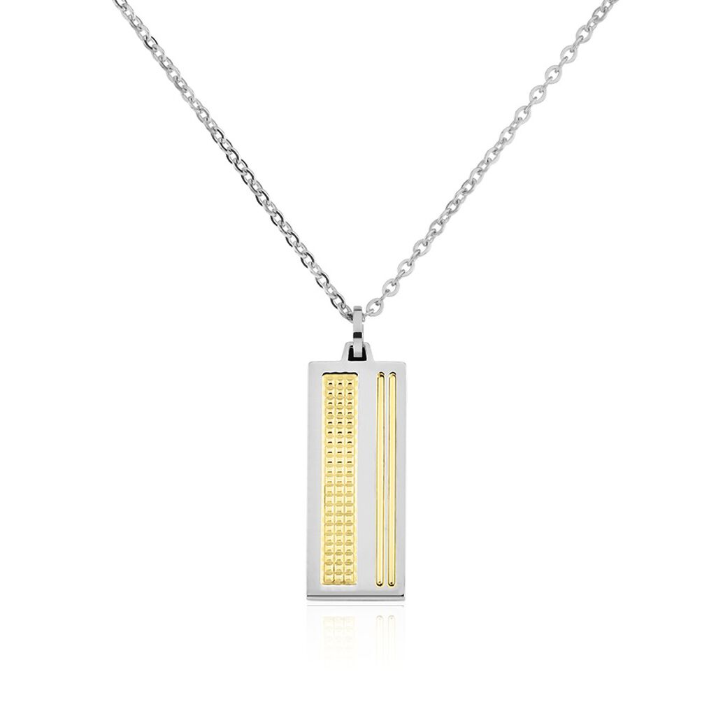 Collier Acier Blanc Et Plaqué Or Apollo