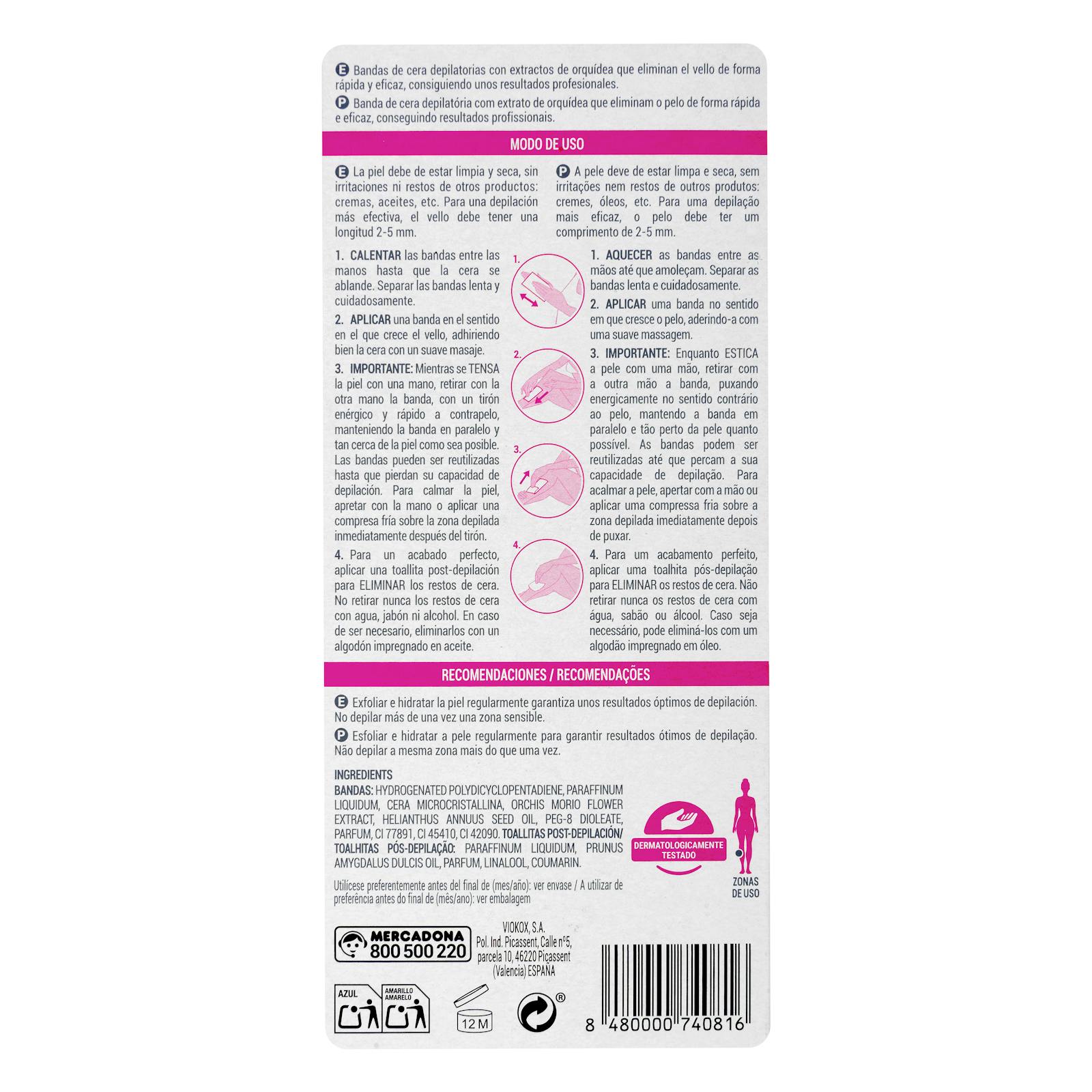 Bandes de cire spéciales Deliplus pour les jambes à peau sensible