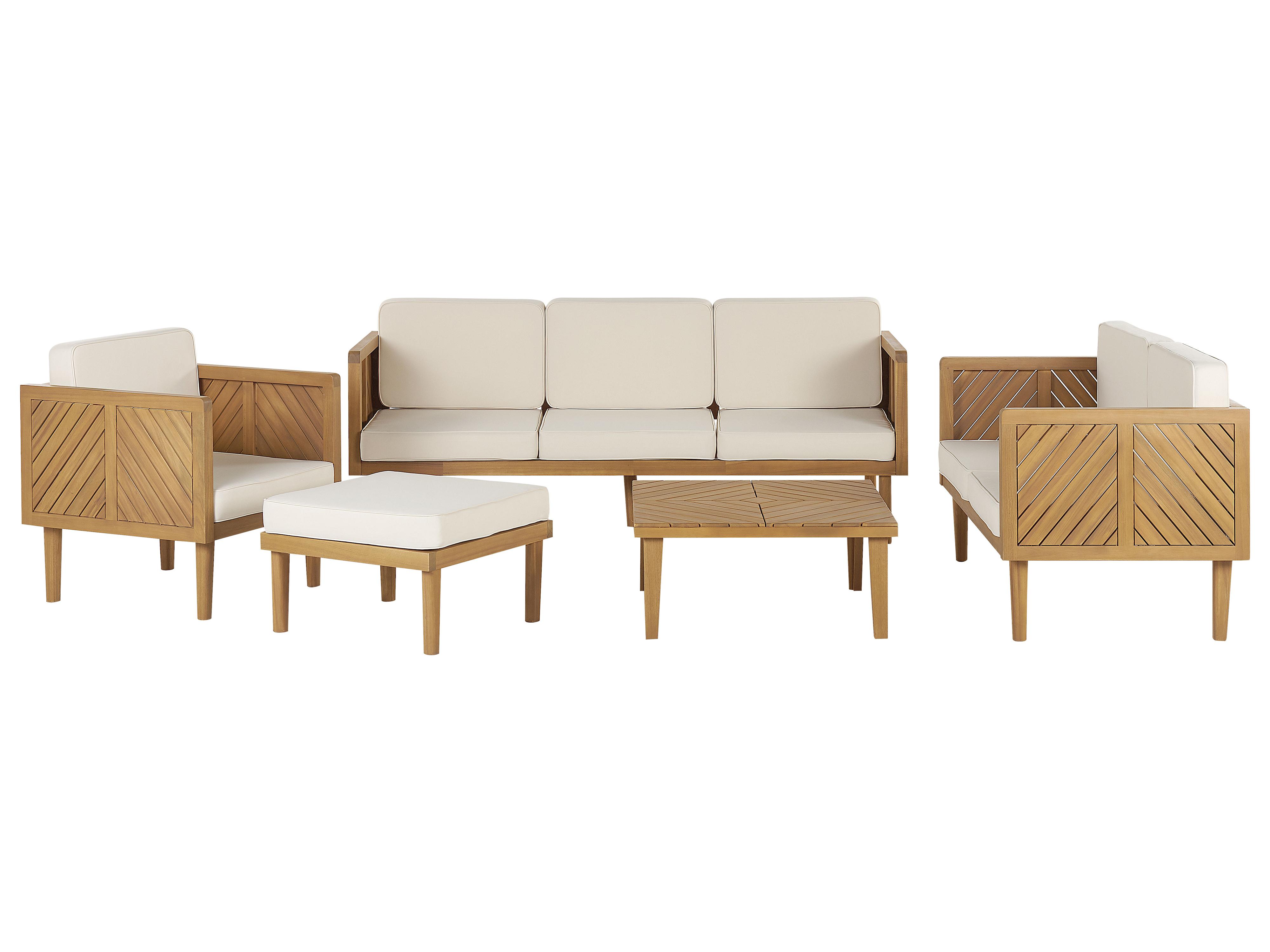 Loungeset met tafel en ottomaan 6-zits BARATTI Acaciahout Bruin