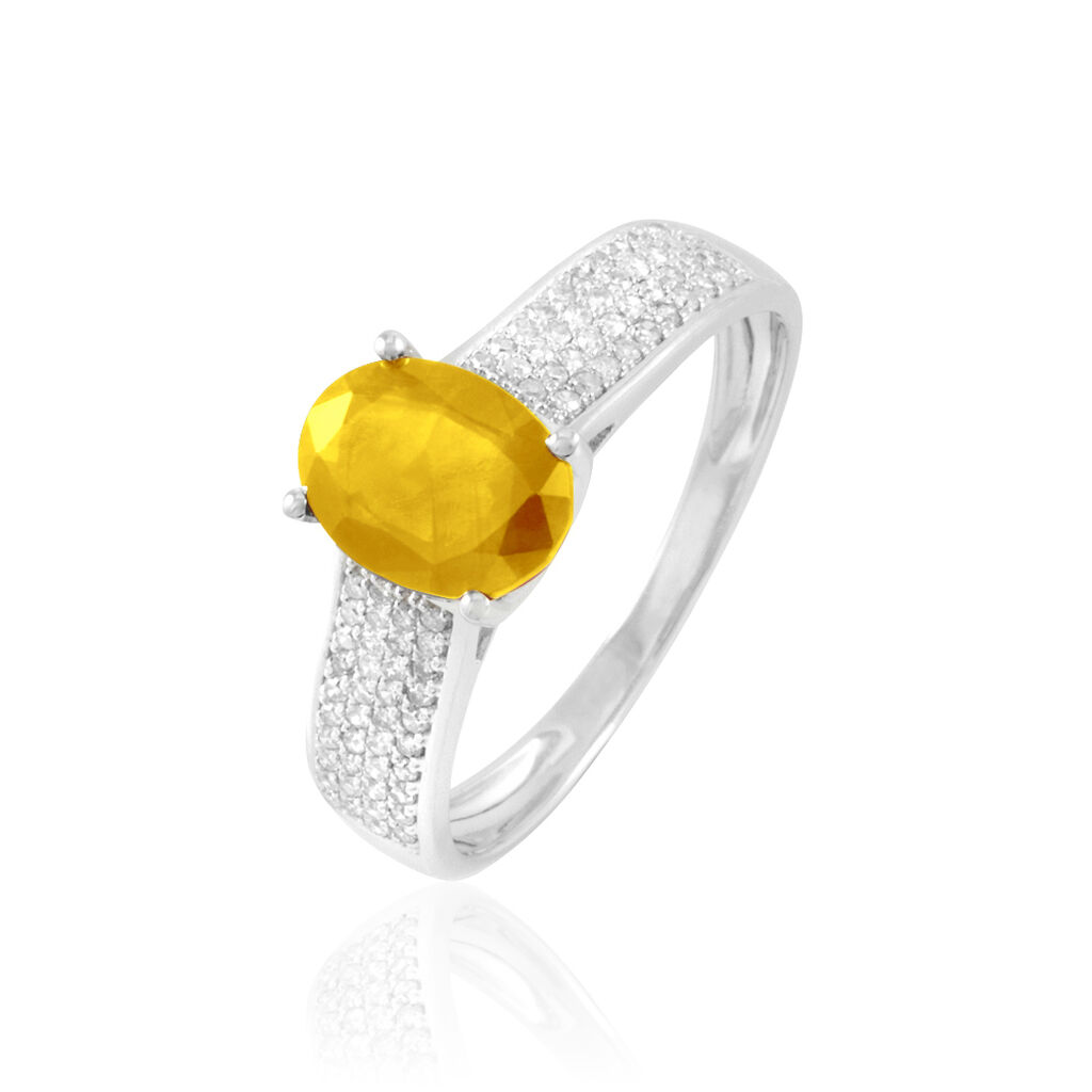 Bague Crista Or Blanc Citrine Et Diamant