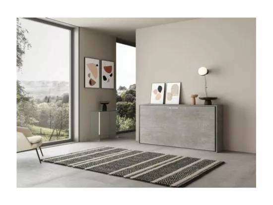 Lit escamotable horizontal gris ciment Bounto 85x185-