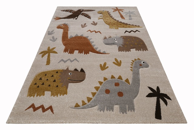 SMART KIDS Kinderteppich »T-Rex & Friends« rechteckig 10 mm Höhe Moderner Spielteppich, strapazierfähig, pflegeleicht, Konturenschnitt
