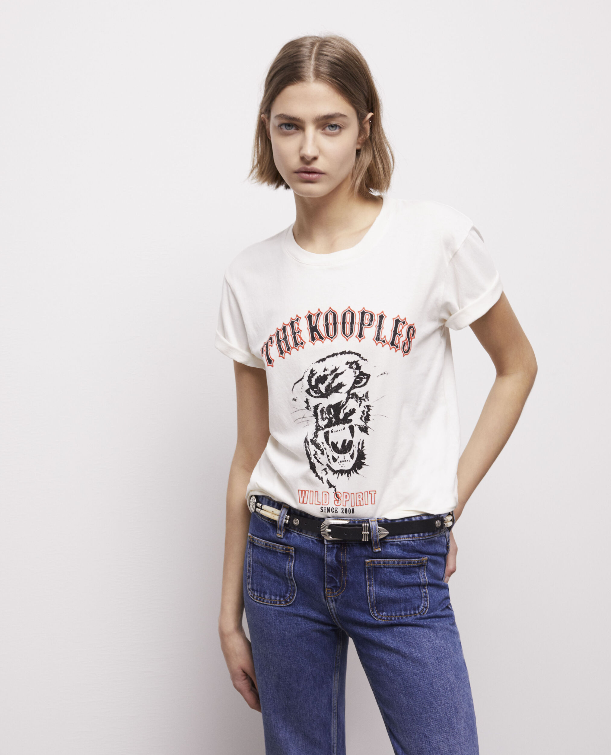 T-shirt écru sérigraphié Wild panther