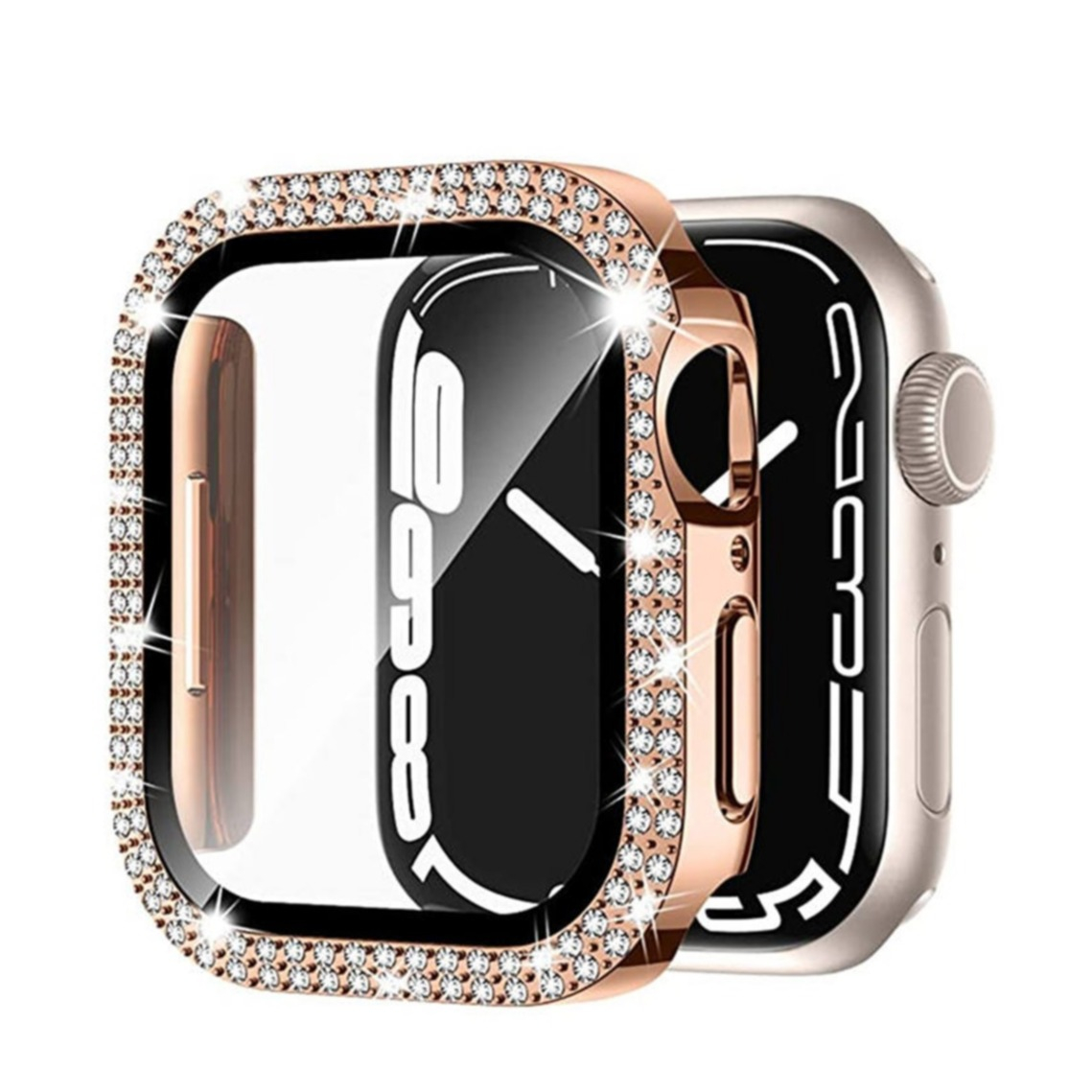 Apple Watch (41mm) Galvanisierte Glitzer Strass Bumper Hülle - Roségold