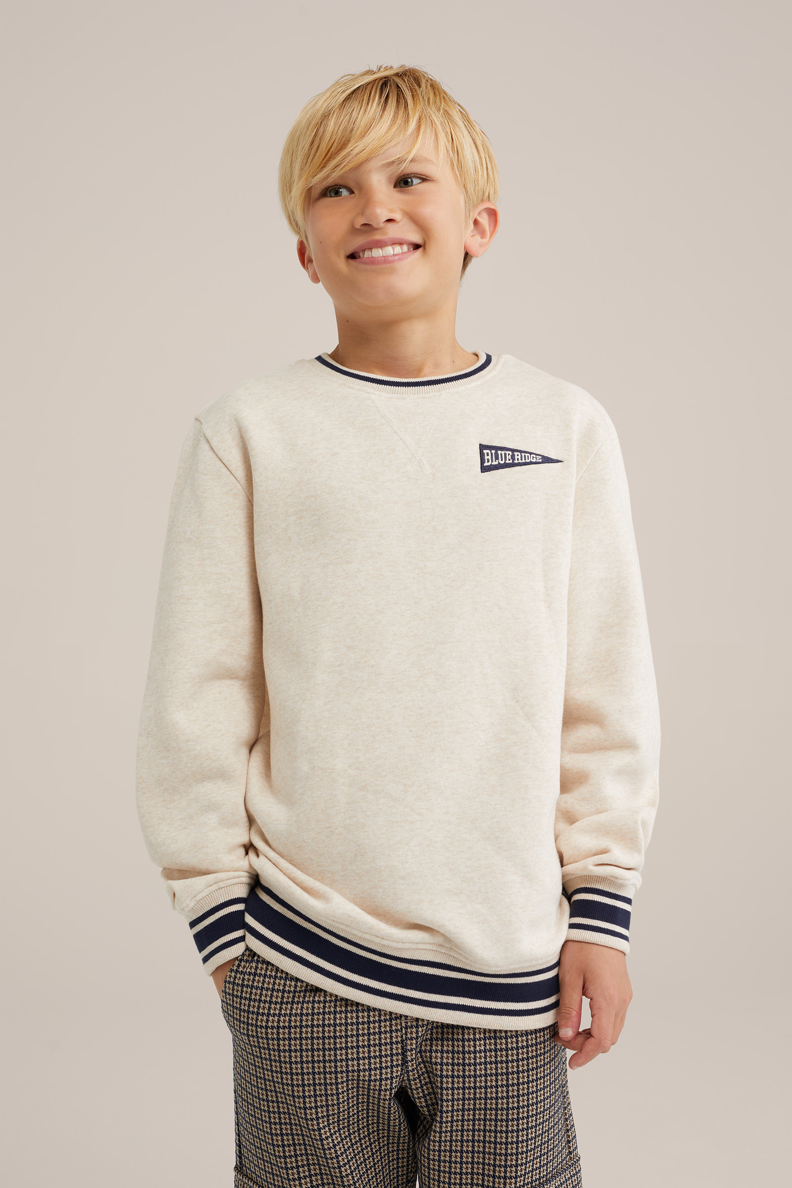 Jongens sweater met embroidery Blue Ridge Beige