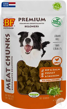 BF Petfood Friandises Croustillantes Au Poulet Et Saumon Chien Sachet 200g