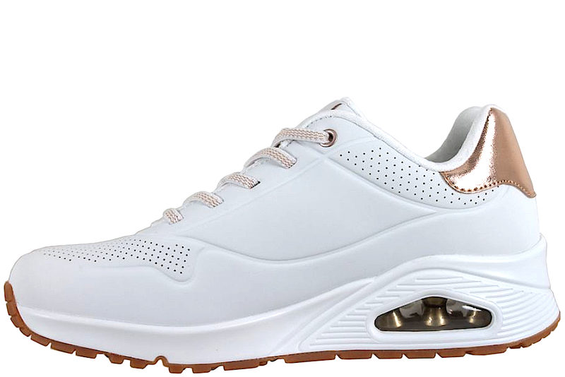 SKECHERS UNO SHIMMER AWAY SNEAKERS I HVIDT TEKSTIL