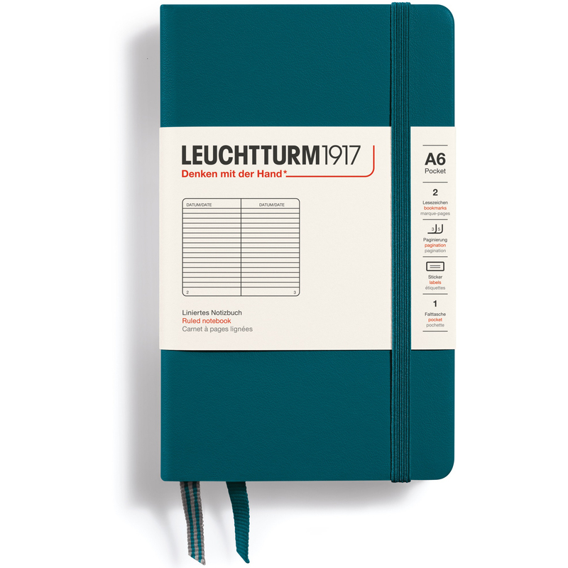 Leuchtturm1917 Notizbuch Pocket, 90 x 150 mm, liniert, pacific green