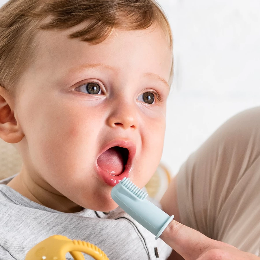 Nattou Set mit 2 Babyzahnbürsten blau