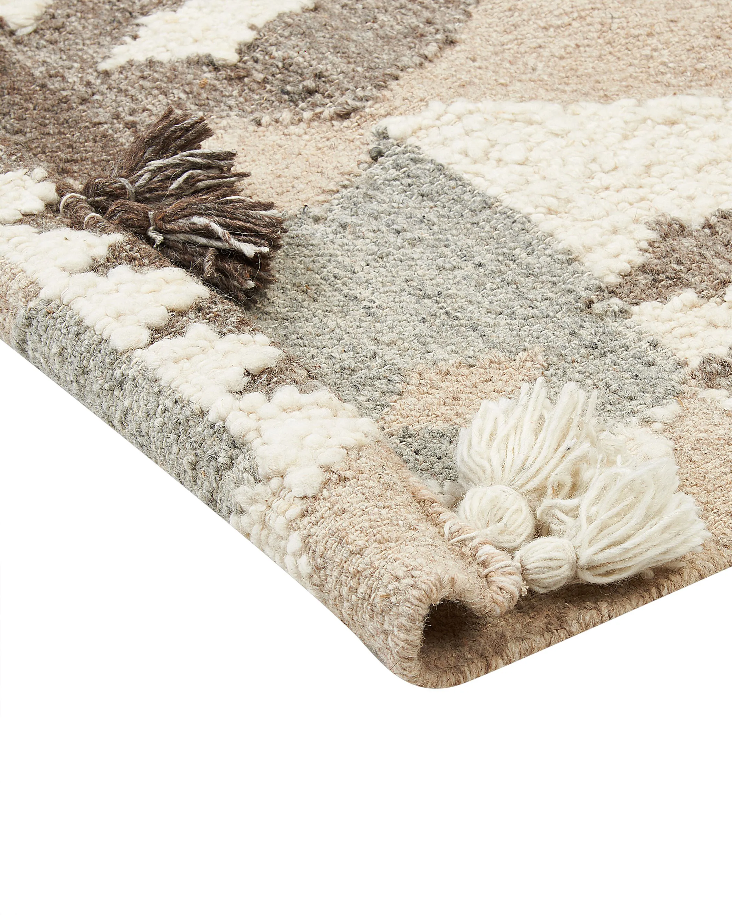 Vloerkleed ARALEZ Beige 160 x 230 cm Wol Kelim
