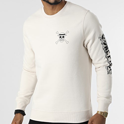 Sweat Crewneck Mugiwara Beige Noir