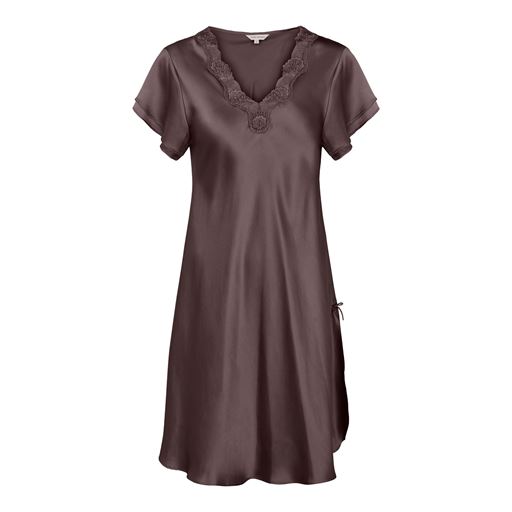 Lady Avenue Pure Silk Natkjole, Coffee Bean, L