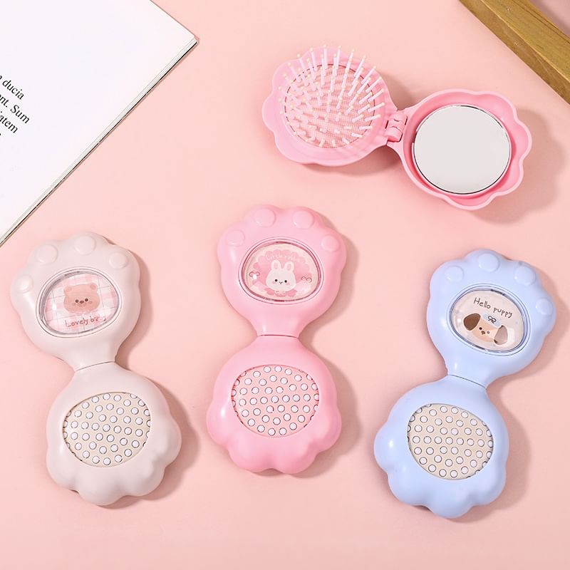 PureSnow - Dierenhaarborstel / Draagbare spiegel met haarborstel