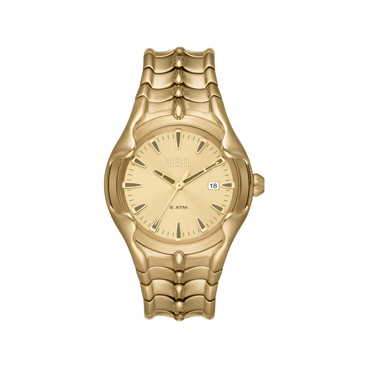 Montre DIESEL vert homme bracelet acier inoxydable doré
