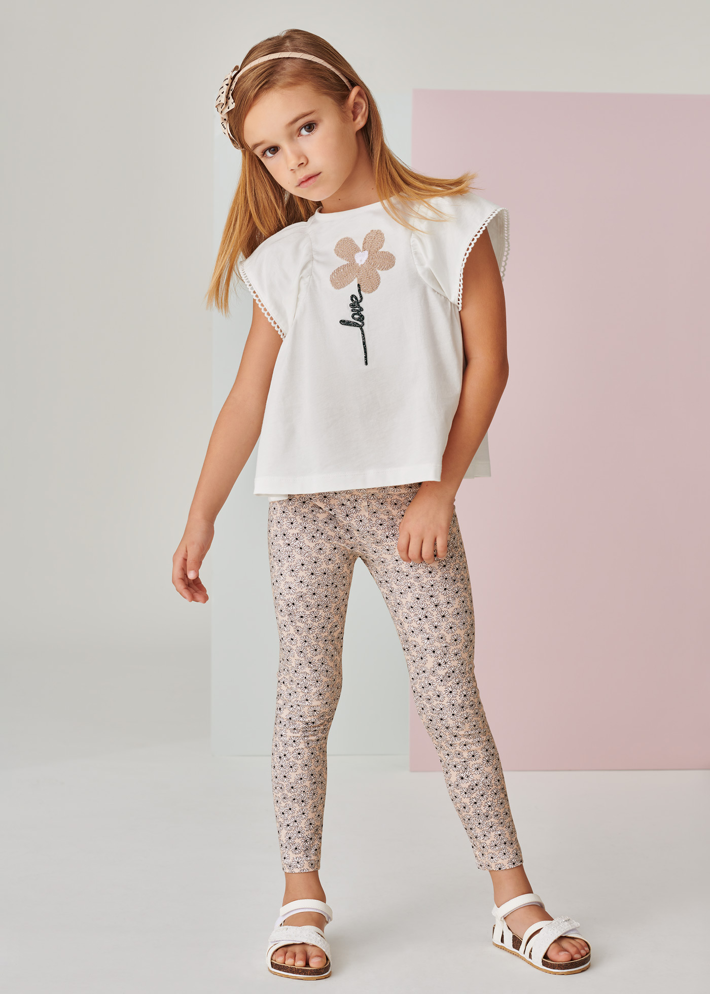 Conjunto de duas peças com leggings de algodão sustentável para meninas