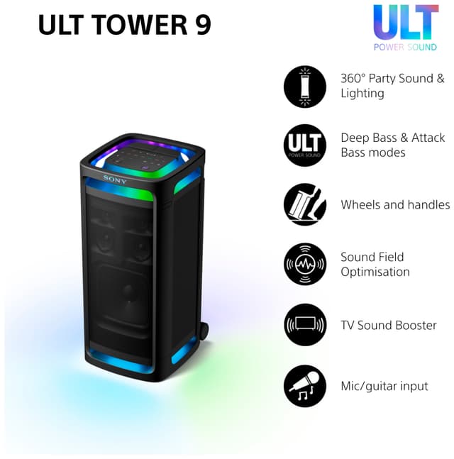 Sony ULT Tower 9 bærbar festhøjttaler (sort)