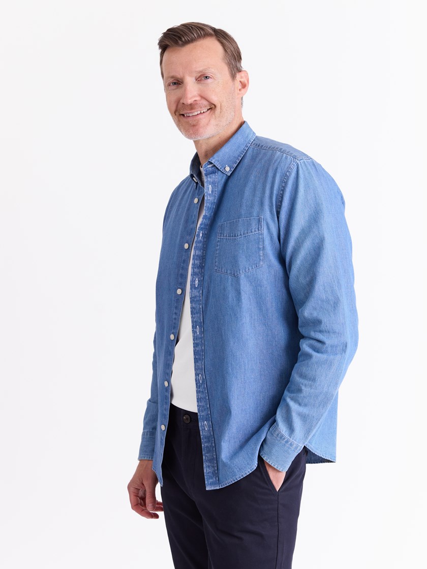 Chambray skjorte Coronet Blue
