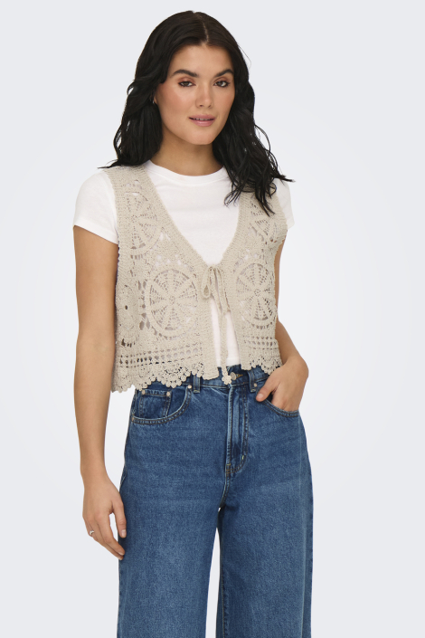 Jacqueline de Yong beige dames gilet