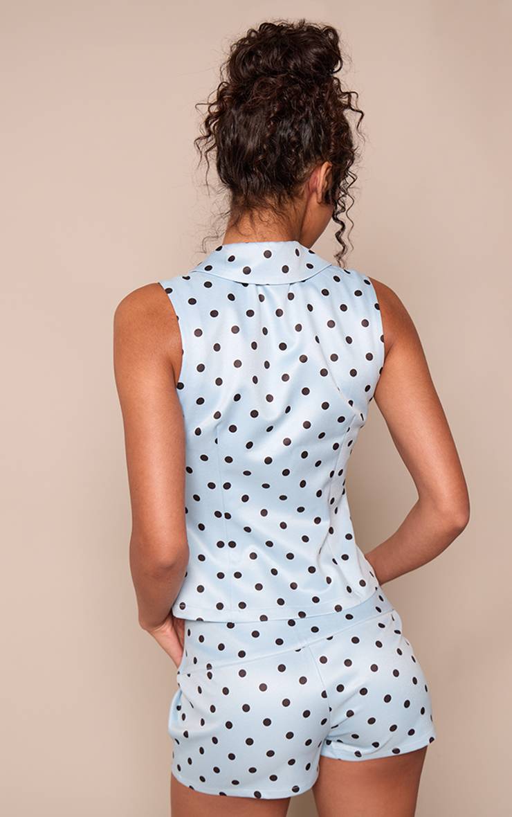 Bleu Layette Ensemble Short Tailleur À Pois Coordonné