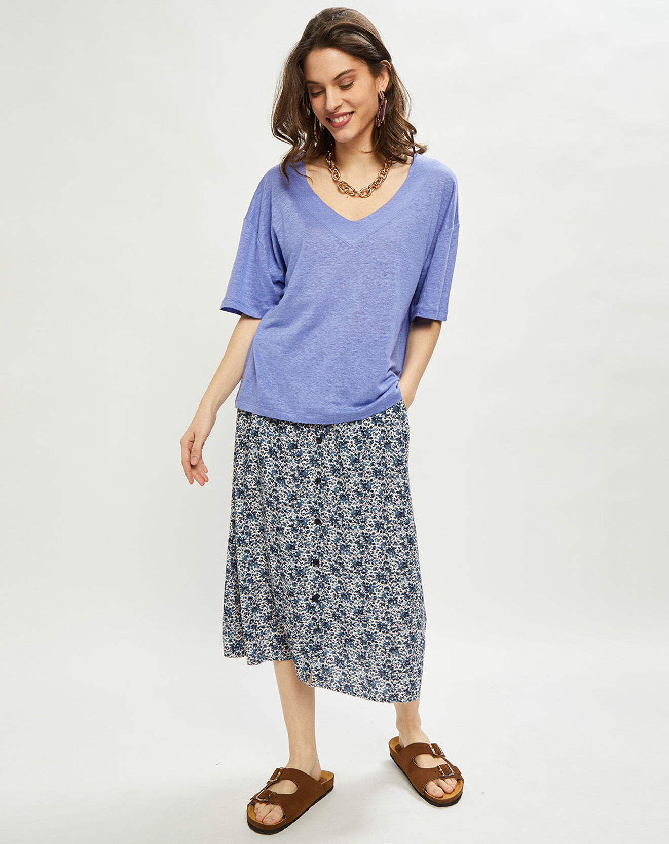 Harris Wilson T-Shirt 100% Lin Rosento iris