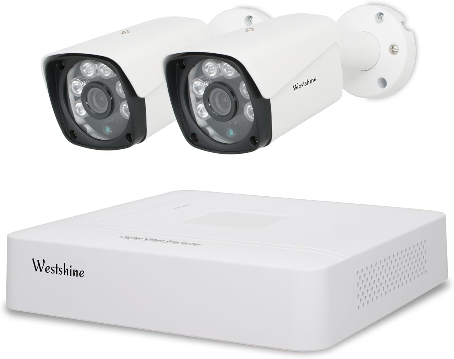 Überwachungskamera Aussen Set mit Personenerkennung und Fahrzeugerkennung, 4 Kanal 5M-N 5-in-1-CCTV-DVR und 2x1080P Sicherheits-Kamera,IP67 Wetterfest,Nachtsicht(Festplatte Nicht enthalten)