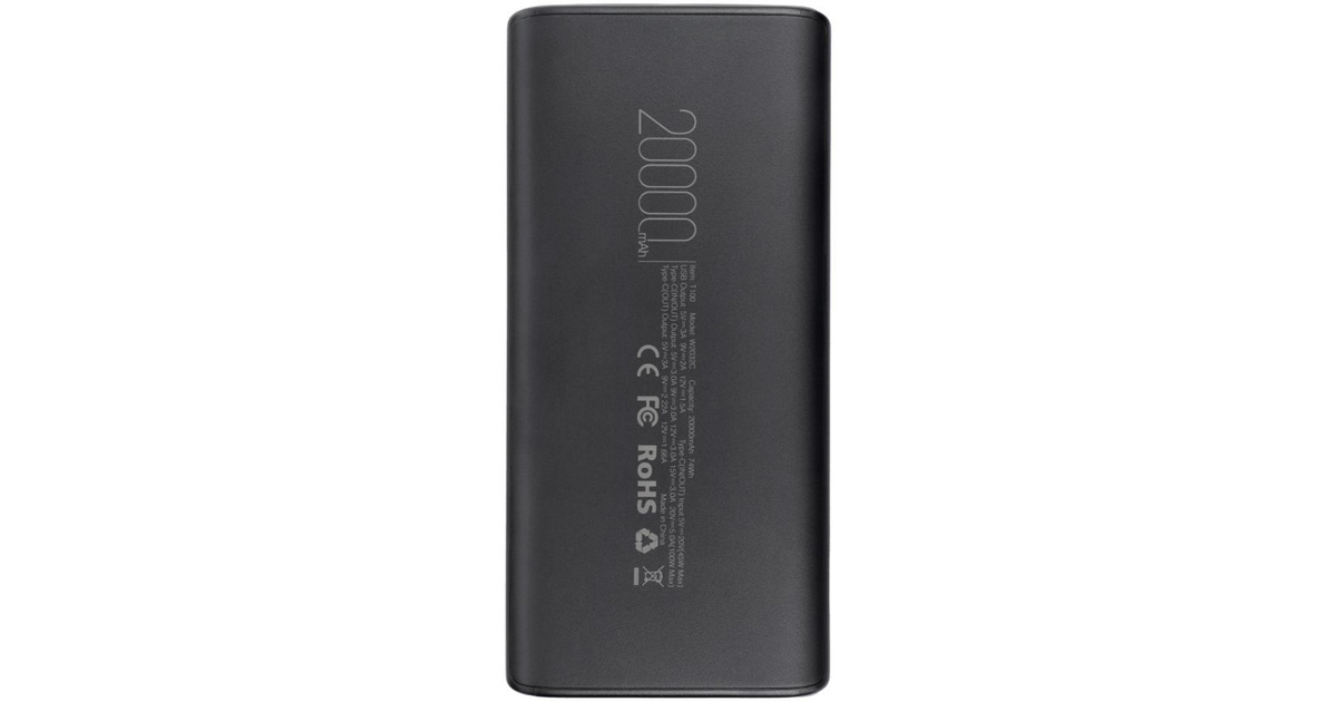 VEGERT100 powerbank 20.000 mAh  (Zwart)
