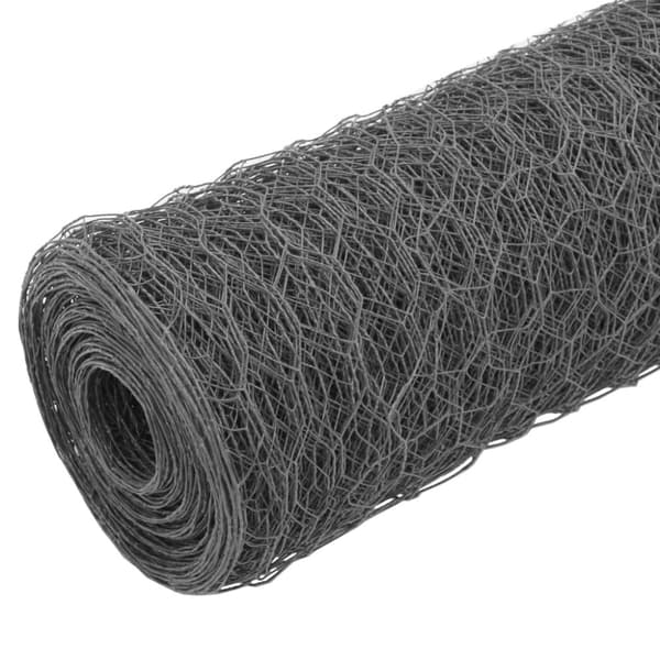 vidaXL Trådgjerde kylling stål med PVC-belegg 25x0,5 m grå