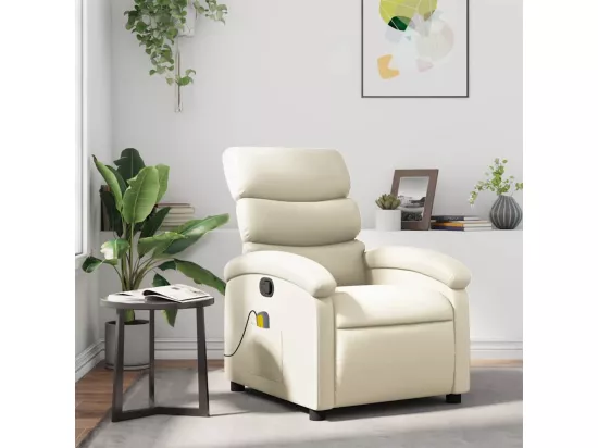 Fauteuil inclinable de massage Crème Similicuir
