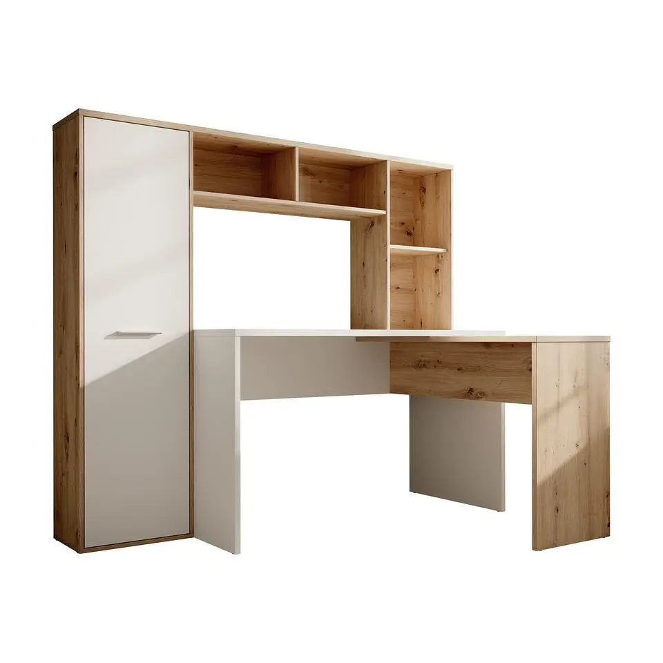 Meubella - Bureau Elze - Eiken - Wit - 173 cm