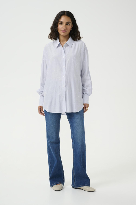 Kaffe blauwe dames blouse