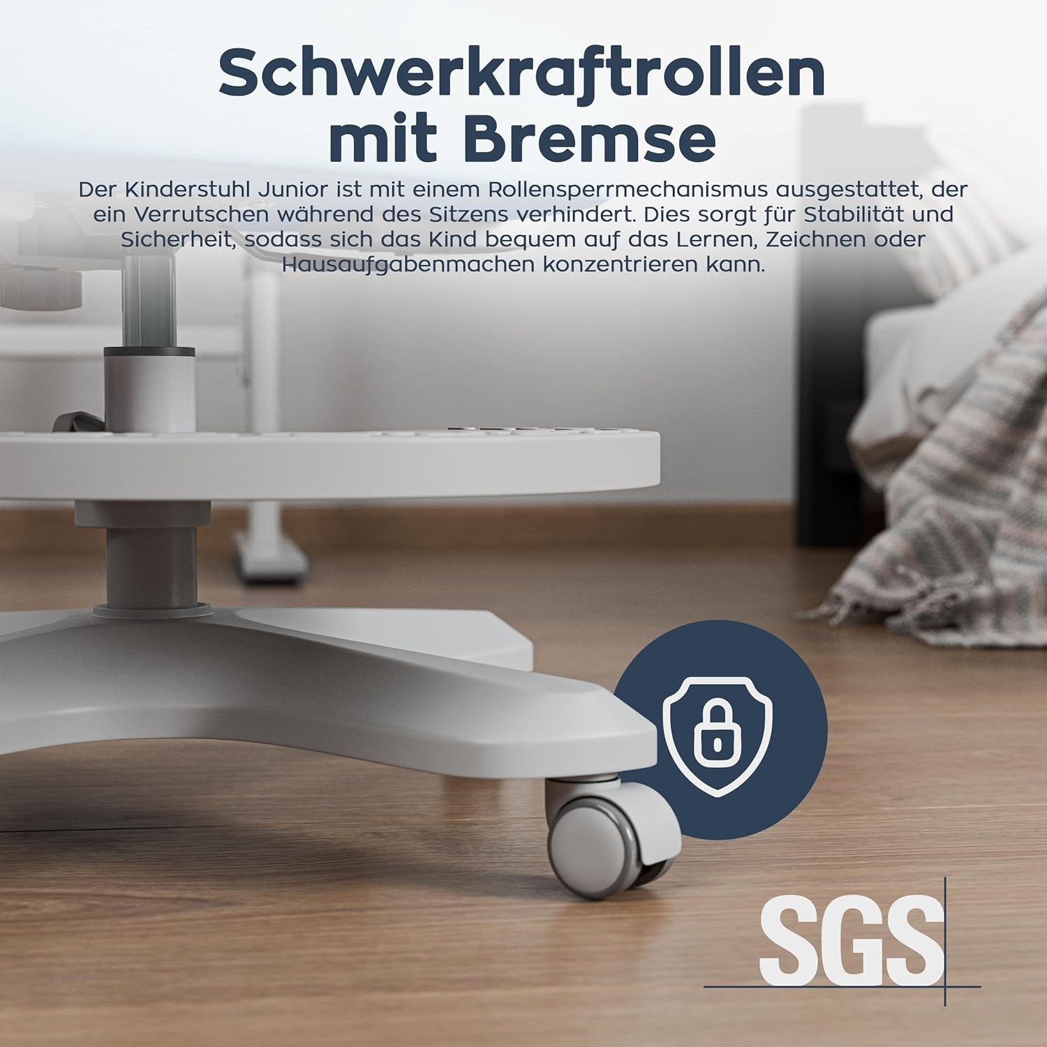 MARK ADLER Junior 4.6 | Ergonomischer Kinderstuhl Schreibtischstuhl Drehstuhl | Höhenverstellbar | Rückenlehne verstellbar | 360° Drehung | Armlehnen klappbar | Schwerkraftrollen | Fußstütze | Blau