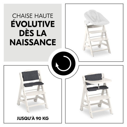 Chaise haute Beta+ avec accessoires - Blanc - HAUCK