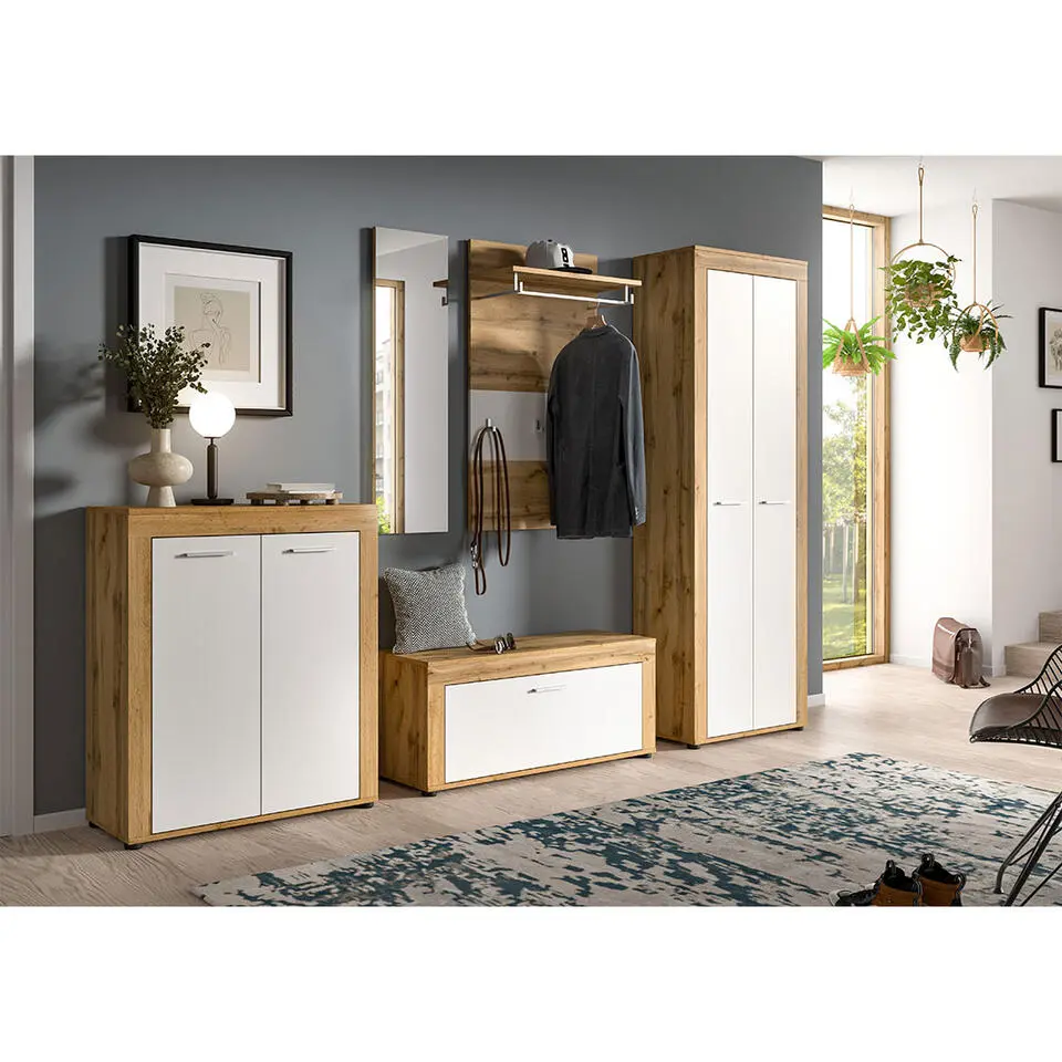 Hioshop Jam kledingkast 2 deuren wit- eik decor
