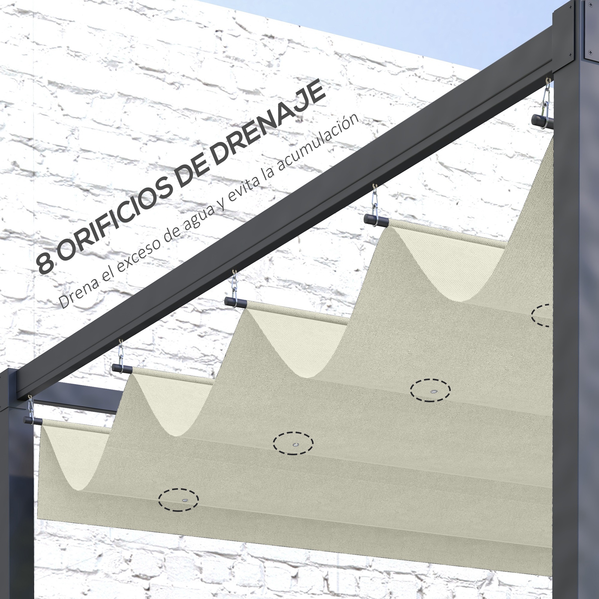Cobertura de pérgola Outsunny Cream