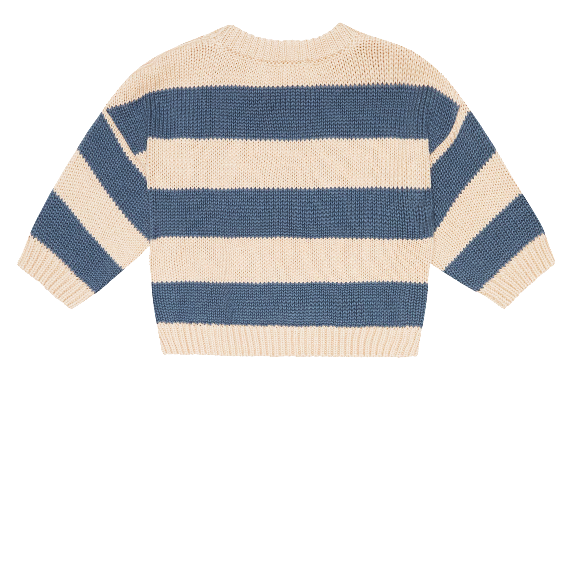 EMANUELLE - Pull col rond en coton rayé | Bleu