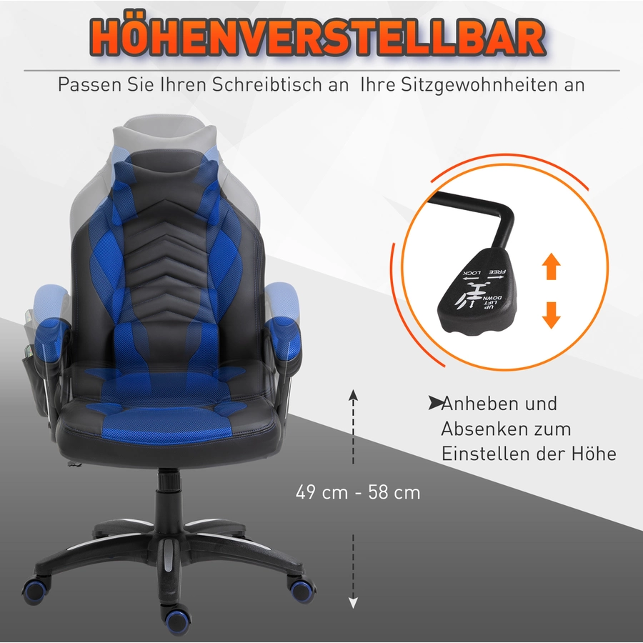 HOMCOM Bürostuhl mit Wärmefunktion blau