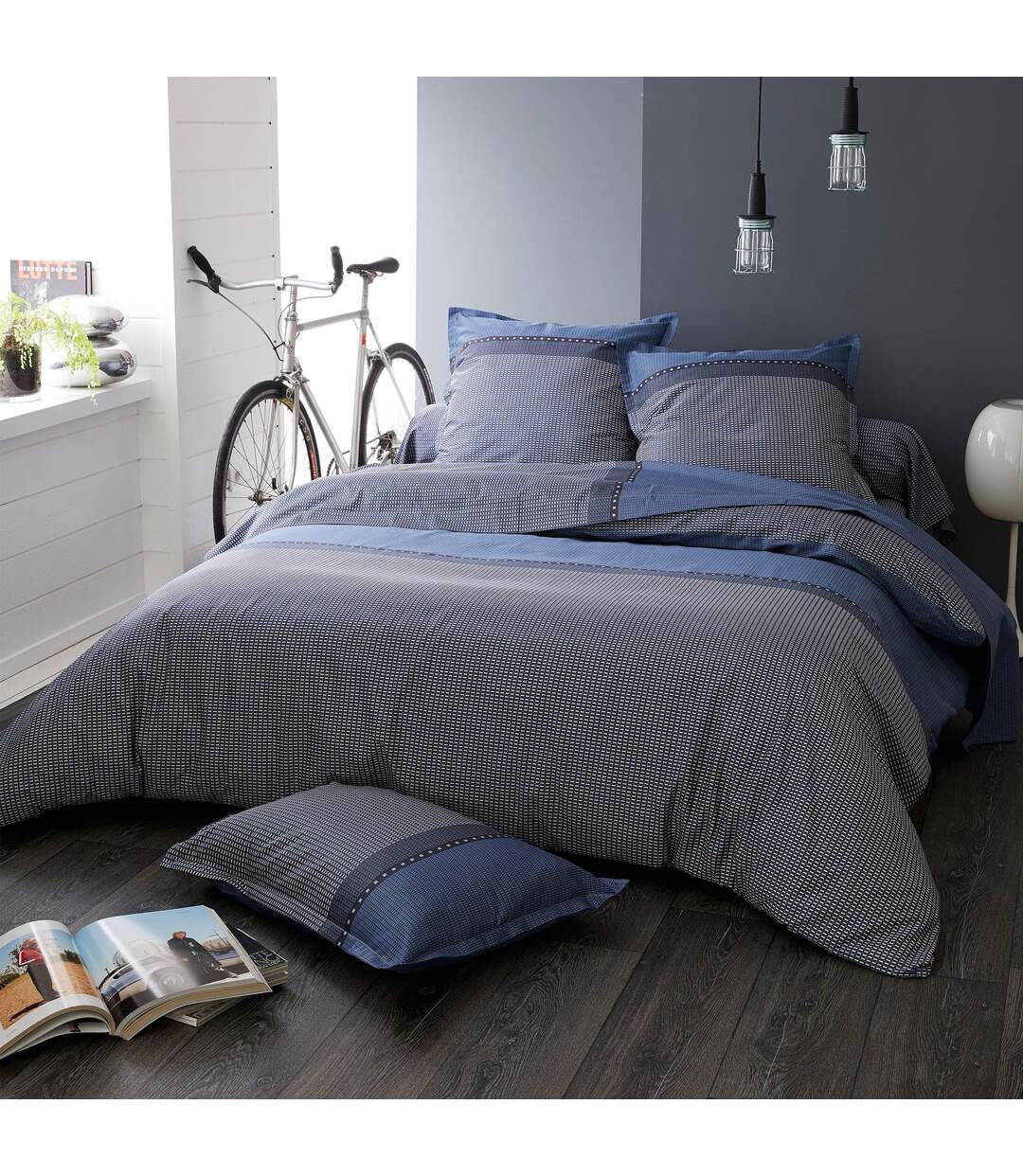 Housse de couette 260x240 cm satin de coton ENZO noir