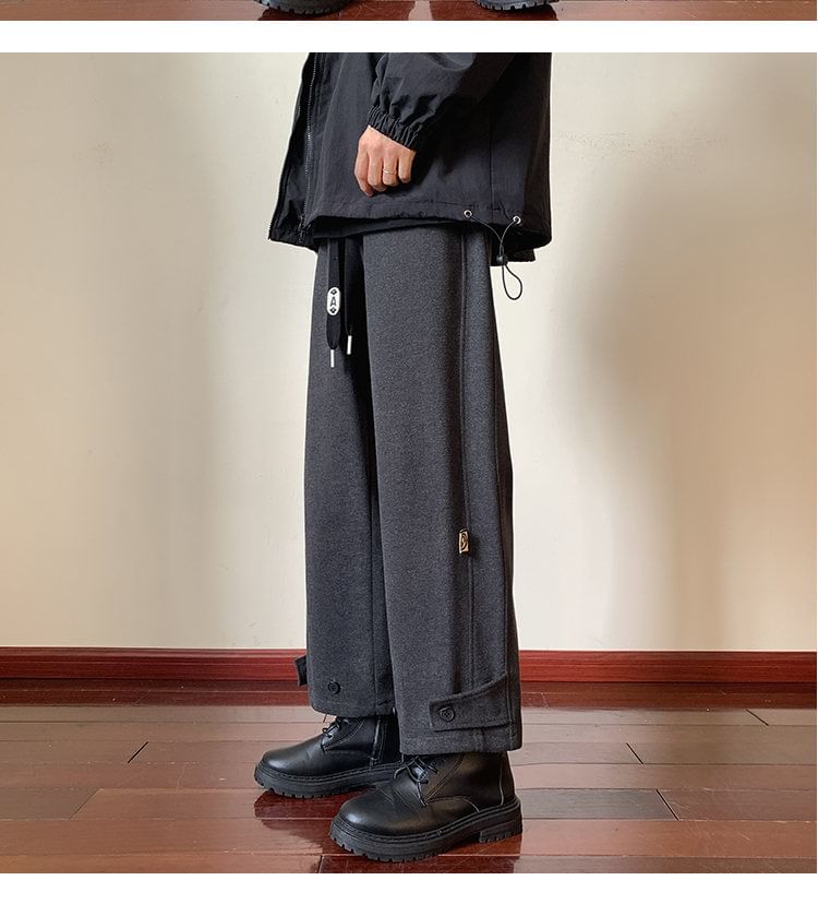 FOEV - Rechte cropped broek met trekkoord in de taille