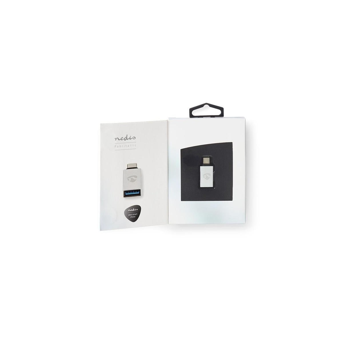 Nedis USB-C™ Adapter | USB 3.2 Gen 1 | USB-C™ Hann | USB-A Hun | 5 Gbps | Rund | Nikkel belagt | Sølv | Deksel Vindusboks