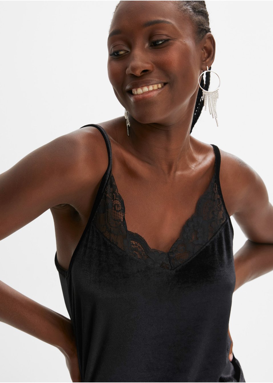 Top en velours à dentelle