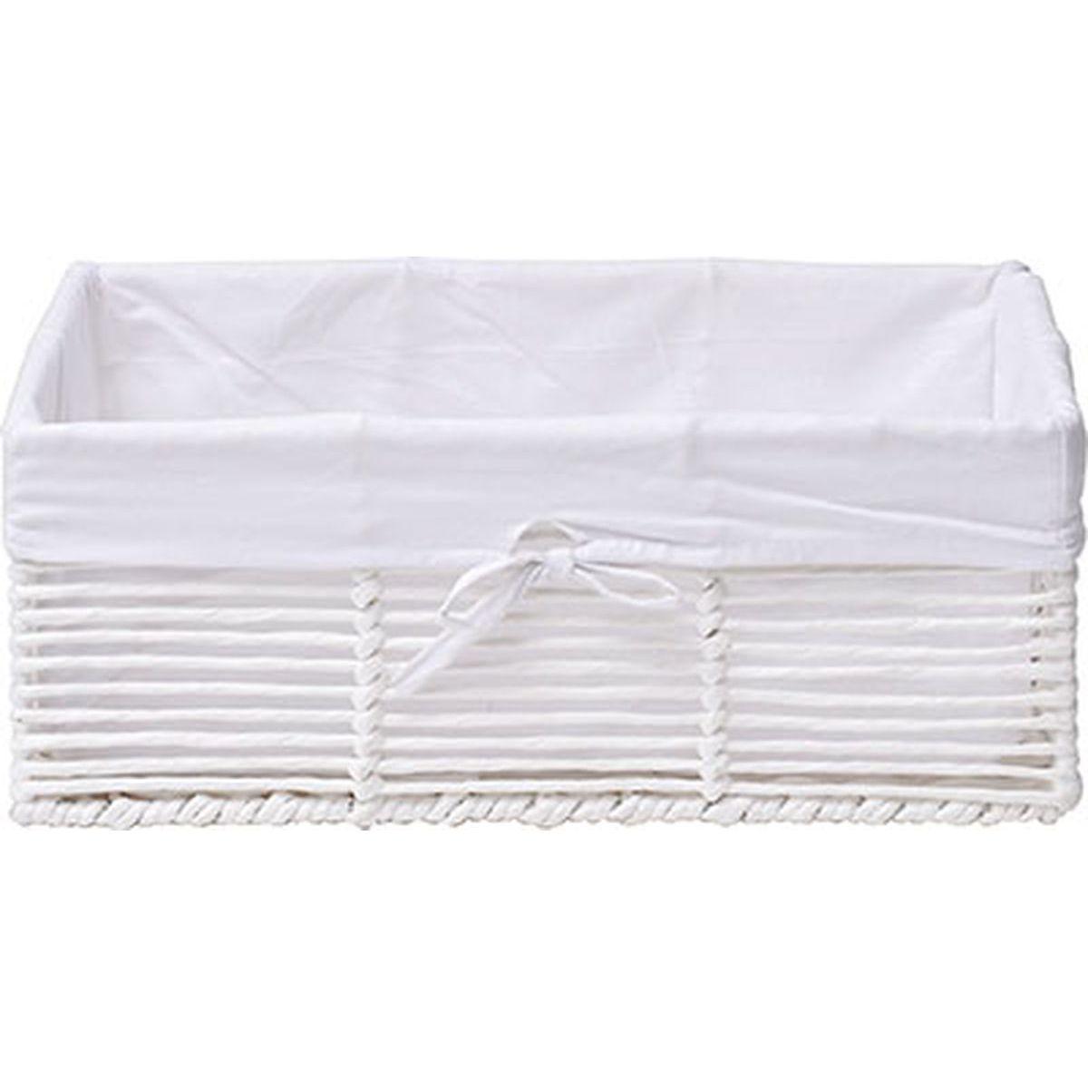 PANIERE GM EN PAPIER STRUCTURE METAL BLANC TISSU BLANC