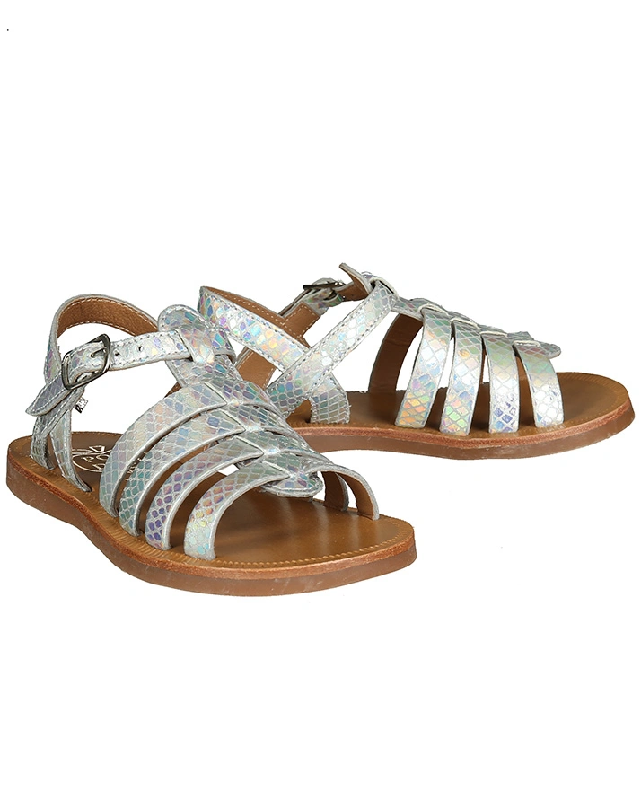 Sandalen PLAGETTE STRAP IRISIEREND in silber