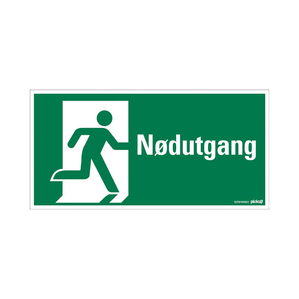 SKILTPICKUP SYMBOL NØDUTGANG 30 X 15 CM