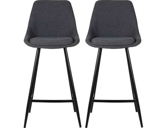 CONCEPT1 - Tabouret de bar Lot de 2 T. Bari gris fonce tissu (plan)