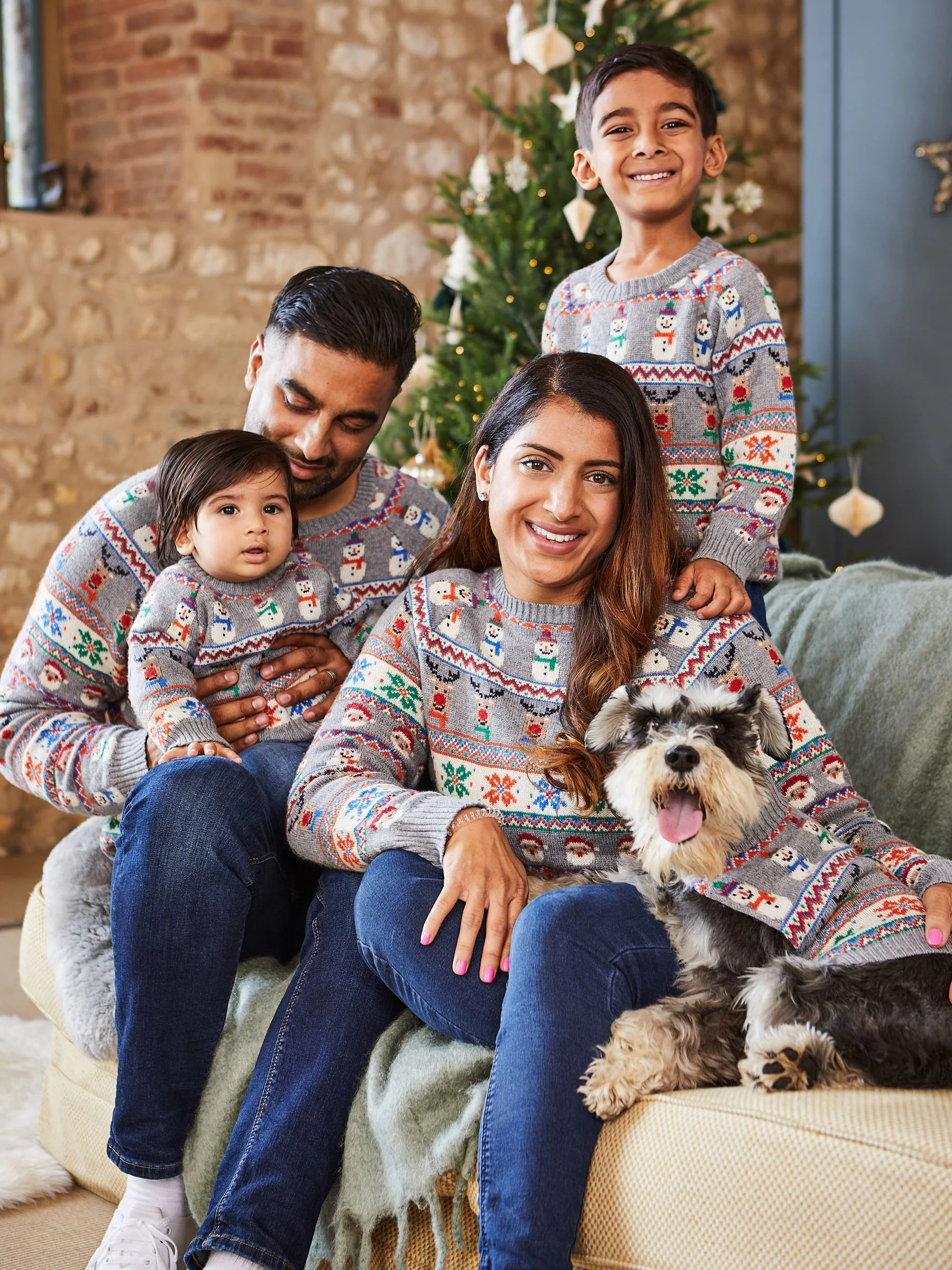 JoJo Maman Bébé kersttrui met dierenprint en fairislemotief