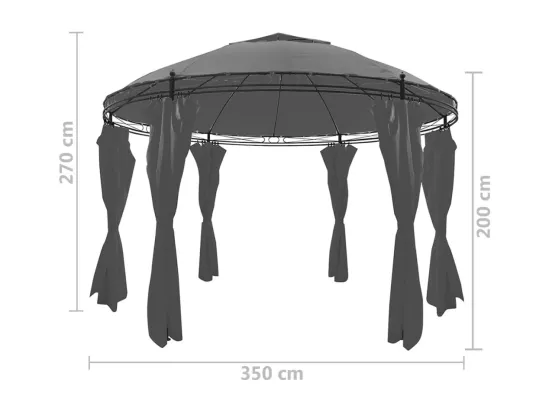 Belvédère avec rideaux Rond 3,5 x 2,7 m Anthracite