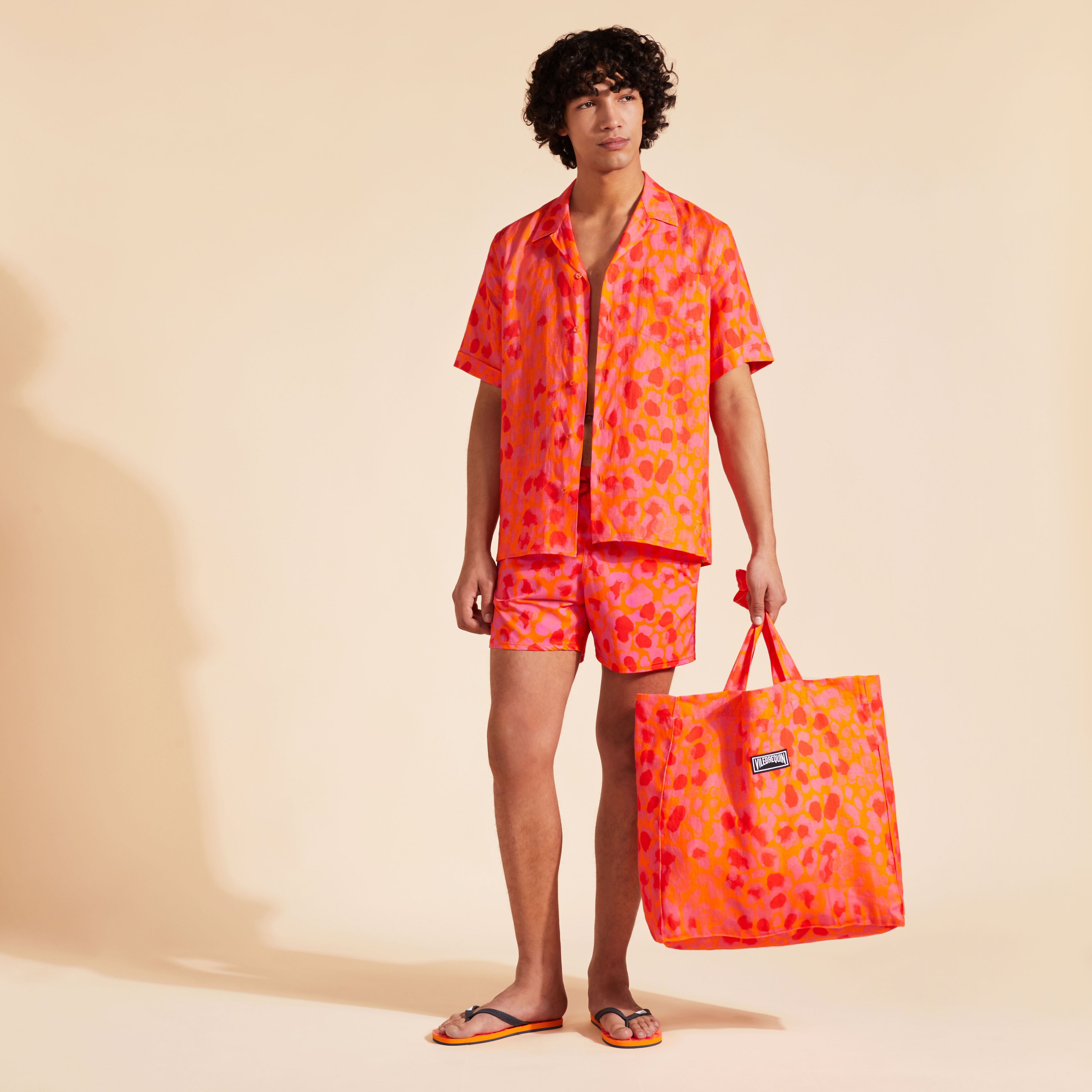 Chemise Bowling en Lin Homme New Leopard