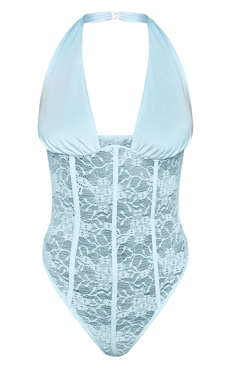 Bleu Body Co-ord À Détails Corset En Dentelle Baby
